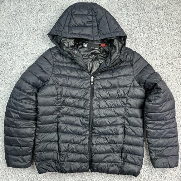 Spyder Coat Womens Medium Black Hooded Zip Pockets Cozy Style # 72H66009-01 - Picture 1 of 7
